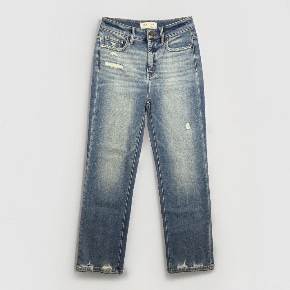 BKE Billie Jeans Women's 27x28 High Rise Slim Fit Cropped Straight Distressed